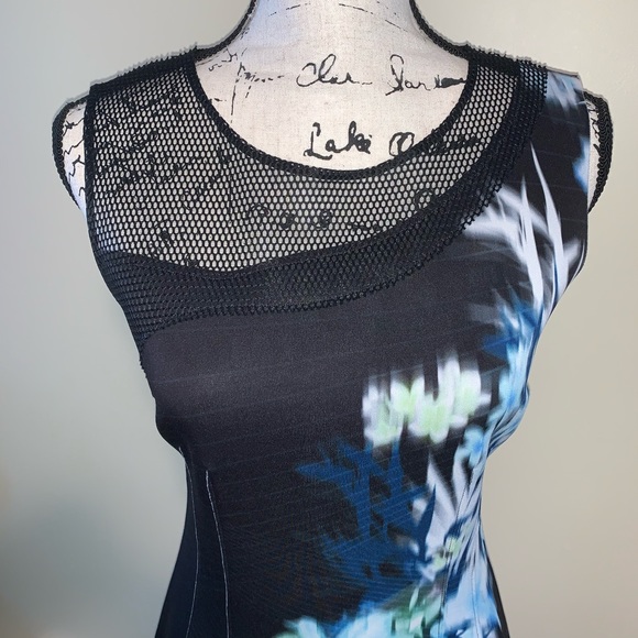 Elie Tahari Floral Sheath Dress with Mesh size 4 - Picture 2 of 8